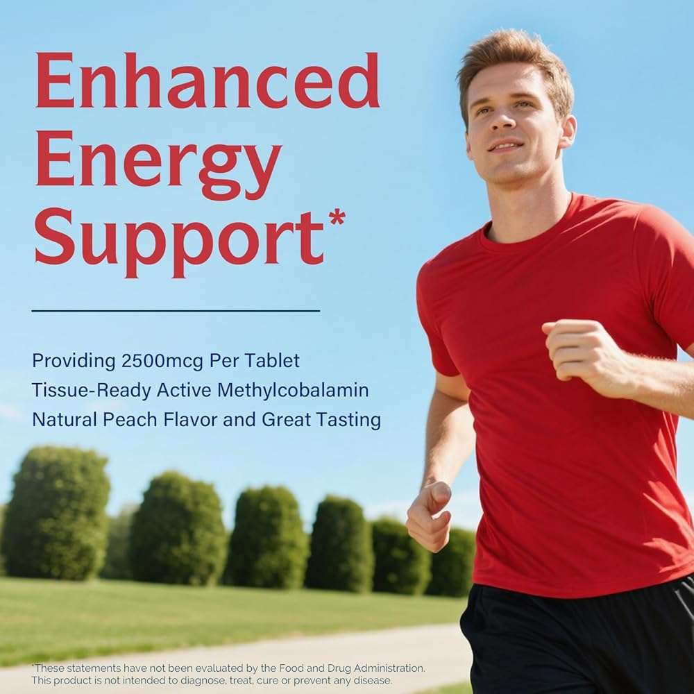 Innate Vitality Vitamin B12 2500mcg, Sublingual Methylcobalamin, Extra Strength for Energy Metabolism, Mental Clarity, Nervous System Health, Peach Flavor, Zero Sugar, 120 Fast Dissolve Tablets - Image 3