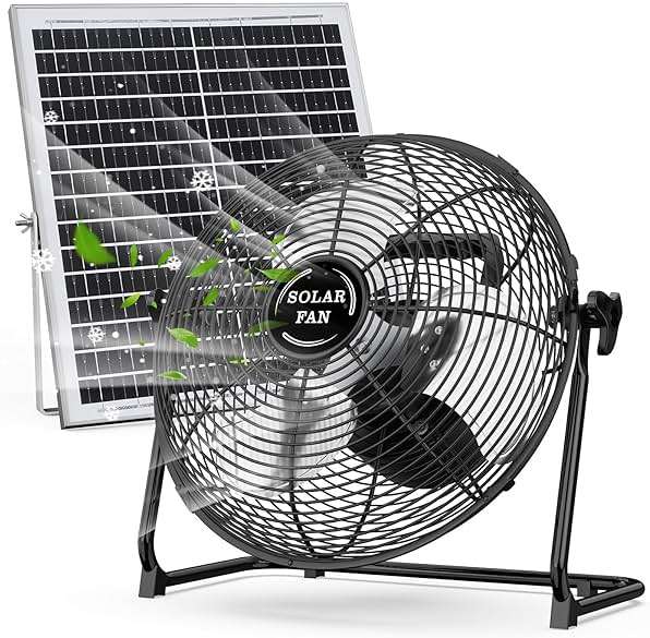 DBF 20" Solar Powered Fan for Outdoor - 30000mAh Rechargeable Floor Fan with 40W Solar Panel, 18 Speed, 12-60H Runtime, Quiet Cordless Fans for Outside Home Patio Camping Gazebo Outage Greenhouse - Image 1