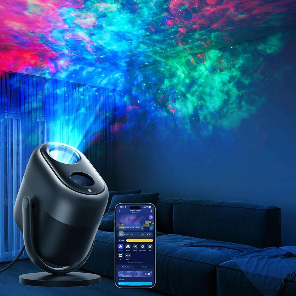 Govee Star Projector Lights, 7-Zone Colorful Nebula Effect, Compatible with Matter, 540ft² Coverage, LED Ceiling Lights for Bedroom, 50+ Scenes, 18 White Noise, Room Decor, Gifts for Kids, Sleep Lamp - Image 1