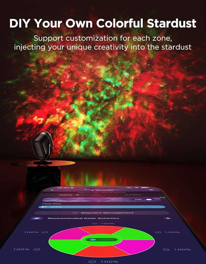 Govee Star Projector Lights, 7-Zone Colorful Nebula Effect, Compatible with Matter, 540ft² Coverage, LED Ceiling Lights for Bedroom, 50+ Scenes, 18 White Noise, Room Decor, Gifts for Kids, Sleep Lamp - Image 3
