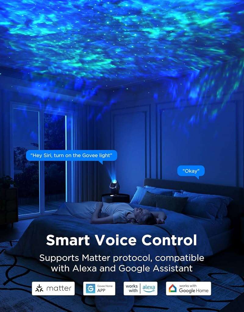 Govee Star Projector Lights, 7-Zone Colorful Nebula Effect, Compatible with Matter, 540ft² Coverage, LED Ceiling Lights for Bedroom, 50+ Scenes, 18 White Noise, Room Decor, Gifts for Kids, Sleep Lamp - Image 5