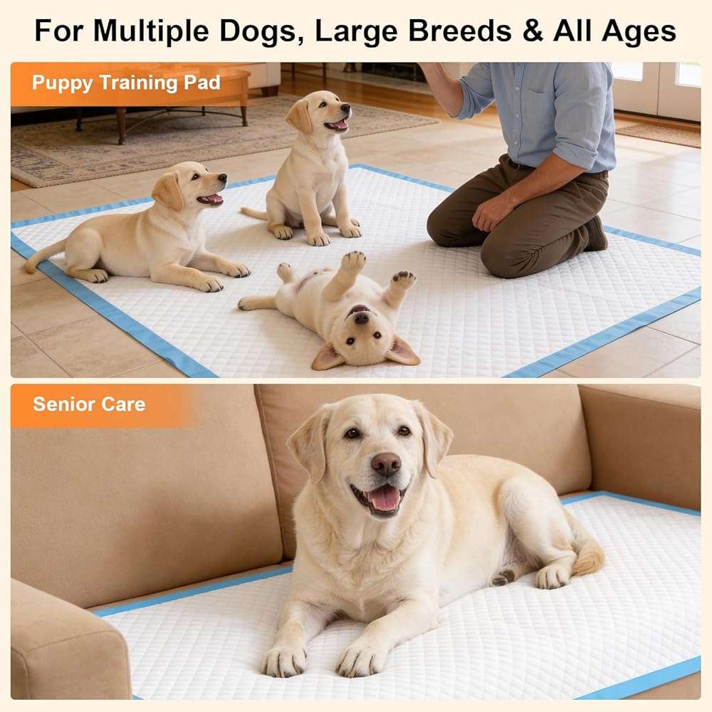 URPOWER Extra Large Dog Pee Pads 55"x29.5" 40 Count, 5XL Super Absorbent Puppy Pads Disposable Potty Training Pads for Dogs & Cats, Leak-Proof Wee Wee Pads, Pet Pee Pads for Car, Crate, Sofa - Image 7