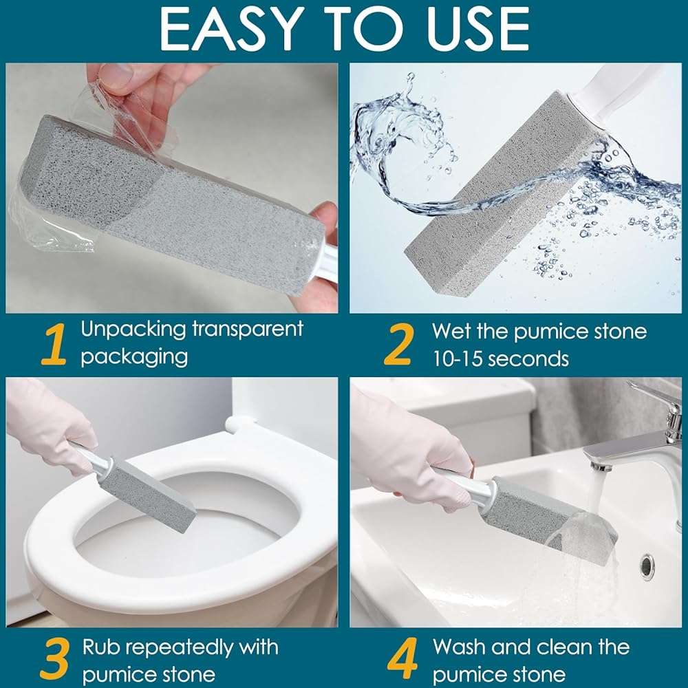 20 Pack Pumice Stone Toilet Bowl Cleaner Pumice Stone with Handle for Toilet Cleaning, Remove Limescale, Rust, Cleaning Supplies for Toilet, Pool, Bathroom, Sink - Image 7