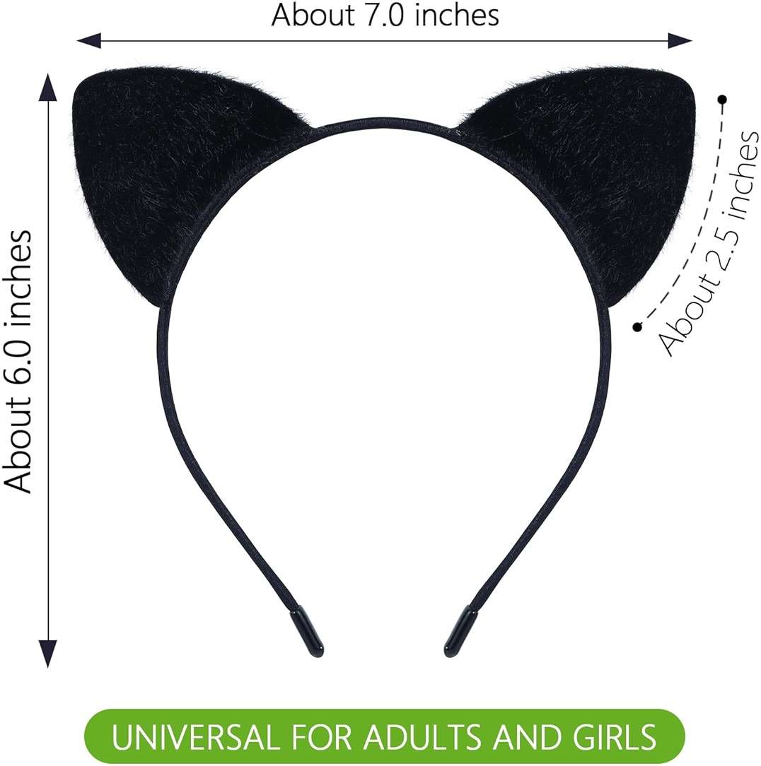 Wgyanjie 2 Pack Furry Cat Ears - Black Cat Ears Headband Cat Woman Costume Accessories Kitty Ear for Halloween - Image 5