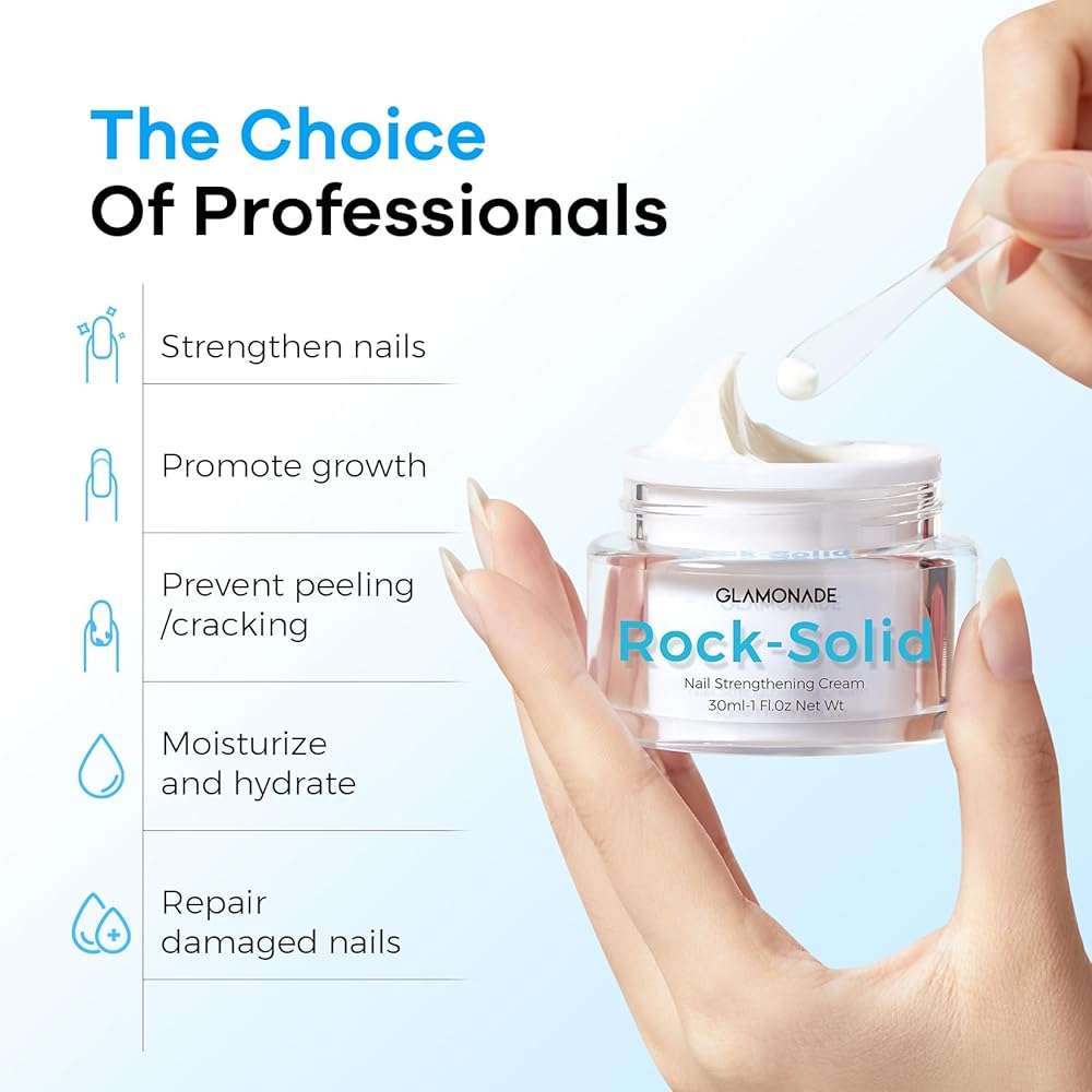 Glamonade Hard Nail Strengthening Cream: Nail strengthener and Cuticle Treatment To Repair Damaged Thin Nails and Dry Cracked Skin&Grow Nails, Plant-Based Scent, 1 oz,Essential Nail Care - Image 3