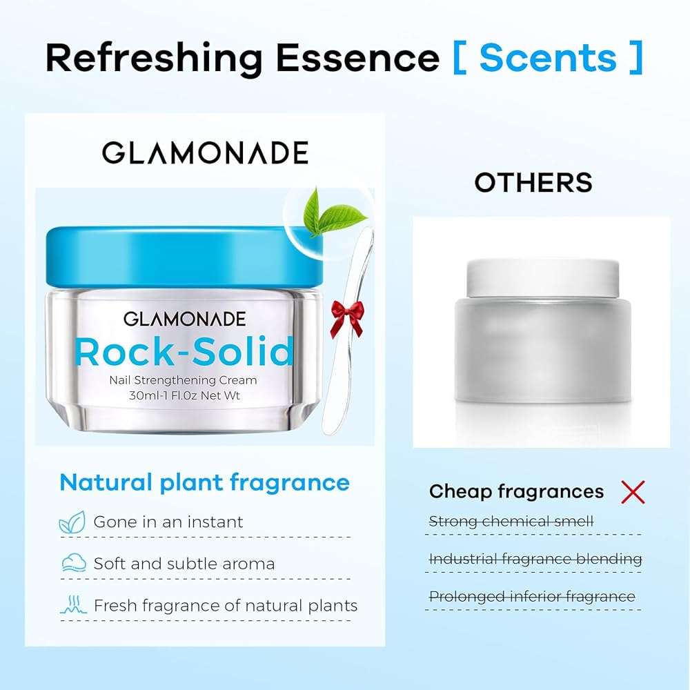 Glamonade Hard Nail Strengthening Cream: Nail strengthener and Cuticle Treatment To Repair Damaged Thin Nails and Dry Cracked Skin&Grow Nails, Plant-Based Scent, 1 oz,Essential Nail Care - Image 7