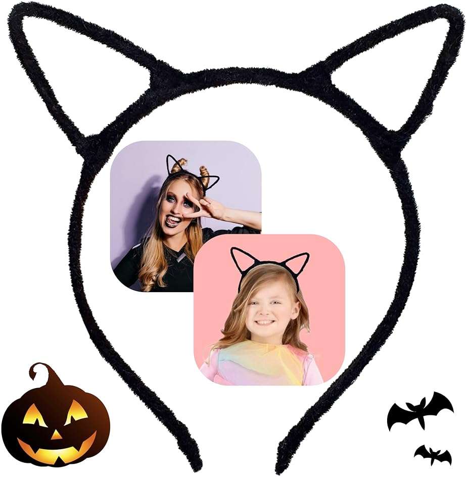 wonderCat LONDON Halloween Cat Ears Headband – Halloween Black Cat Ear Headband for Cosplay, Fancy Dress, Masquerade & Party Costumes - Black Cat Headbands - Image 9