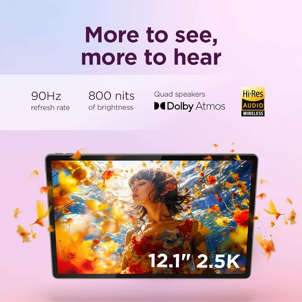 Lenovo Idea Tab Plus - Lightweight Tablet - 12.1″ 2.5K IPS Touchscreen Display - 90Hz - MediaTek Dimensity 6400-8GB Memory - 128GB Storage - Integrated Arm Mali-G57 MC2 - Lenovo Tab Pen & Folio Case - Image 3