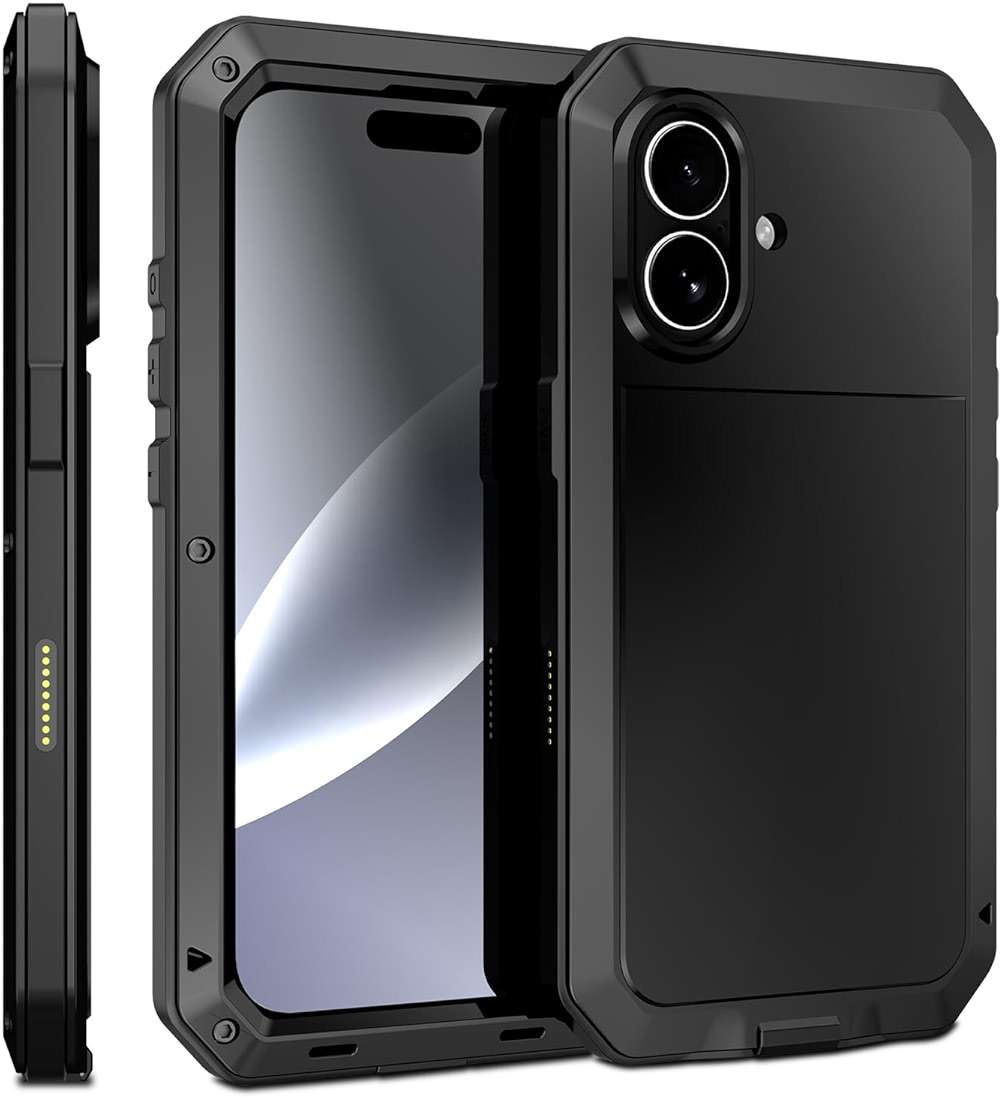 Marrkey Compatiable with iPhone 17 Case,360 Full Body Protective Cover Heavy Duty Shockproof [Tough Armour] Aluminum Alloy Metal Case with Silicone Built-in Screen Protector - Black - Image 2
