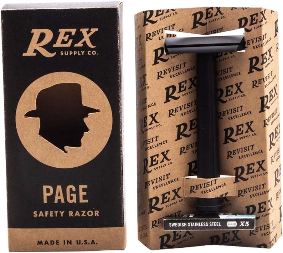 Rex Supply Co. Page Three Piece Double Edge Safety Razor – Jet Black Aluminum Finish, Lightweight CNC-Milled Razor for Men, Travel-Friendly Shaving Tool Compatible with All DE Blades - Image 7
