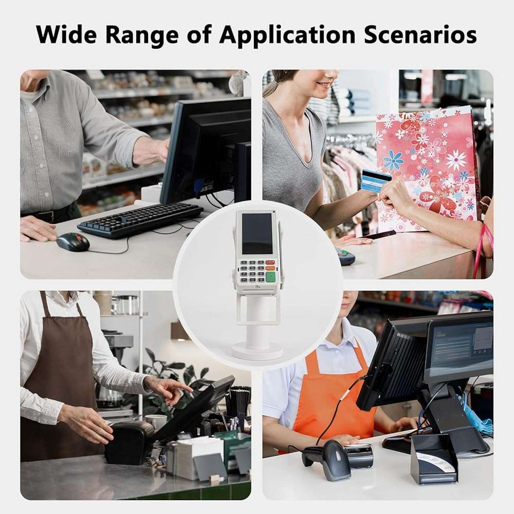 CRIZISTON Square POS Terminal Stand for Pax A80-7" Tall Swivel & Tilt Credit Card Machine Stand, Square Terminal Holder Compatible with Pax A80, Screw-in or Adhesive Install(Complete Kits), White - Image 6