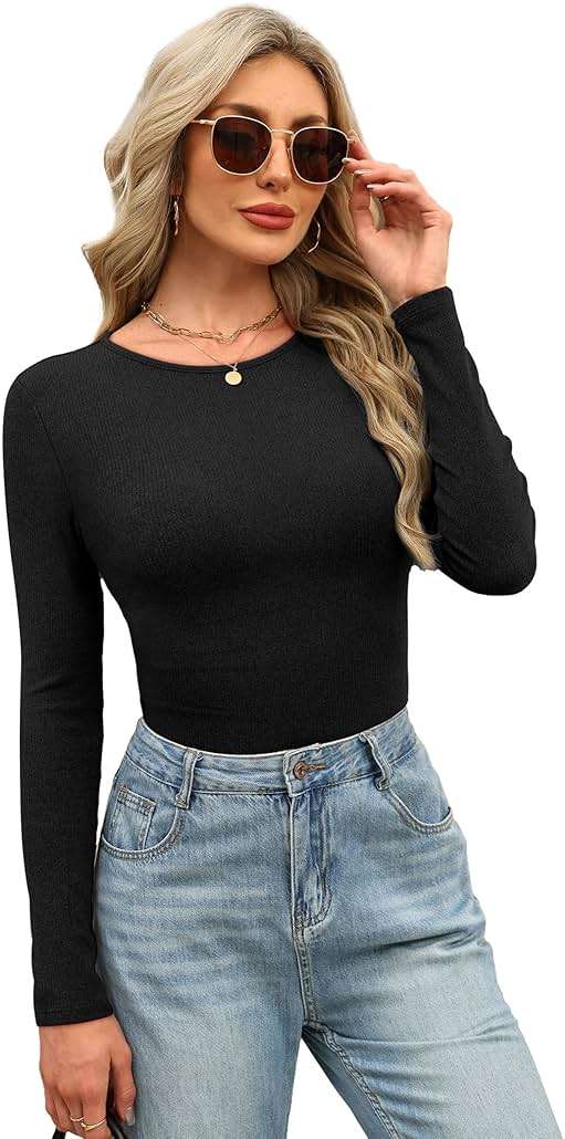 WIHOLL Long Sleeve Shirts for Women Fall Fashion Thermal Shirts Rib Knit Winter Clothing Warm Undershirts Basic T-Shirts - Image 6
