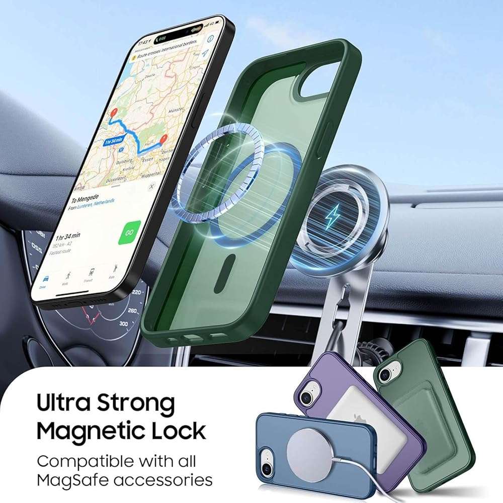 Ntwinro Magnetic for iPhone 17e/iPhone 16e Case, Detachable Magnetic Wallet with Card Holder, [Fit for MagSafe] Military-Grade Shockproof Translucent Matte Anti-Scratch Phone Cover, Green - Image 6