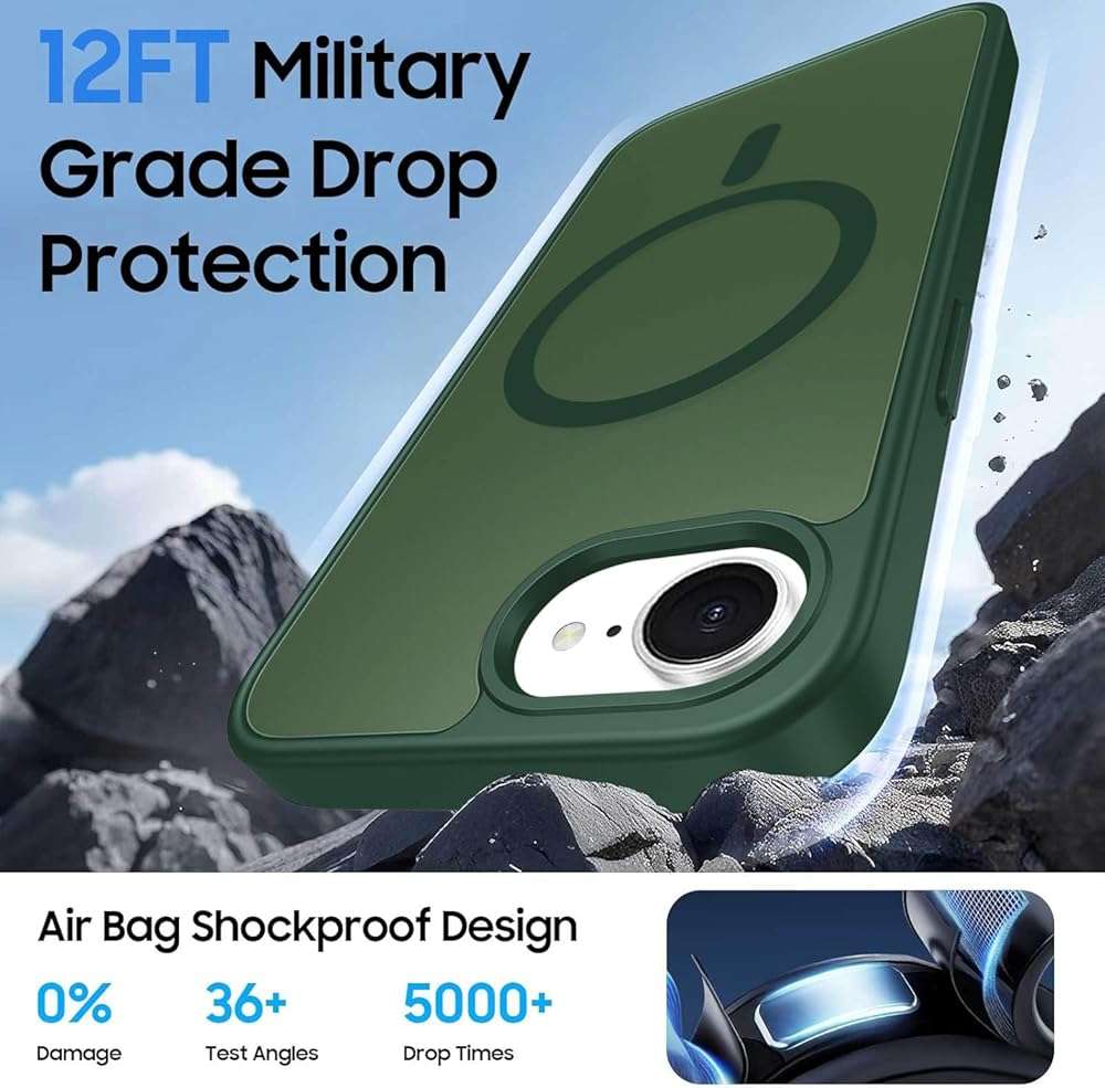 Ntwinro Magnetic for iPhone 17e/iPhone 16e Case, Detachable Magnetic Wallet with Card Holder, [Fit for MagSafe] Military-Grade Shockproof Translucent Matte Anti-Scratch Phone Cover, Green - Image 7