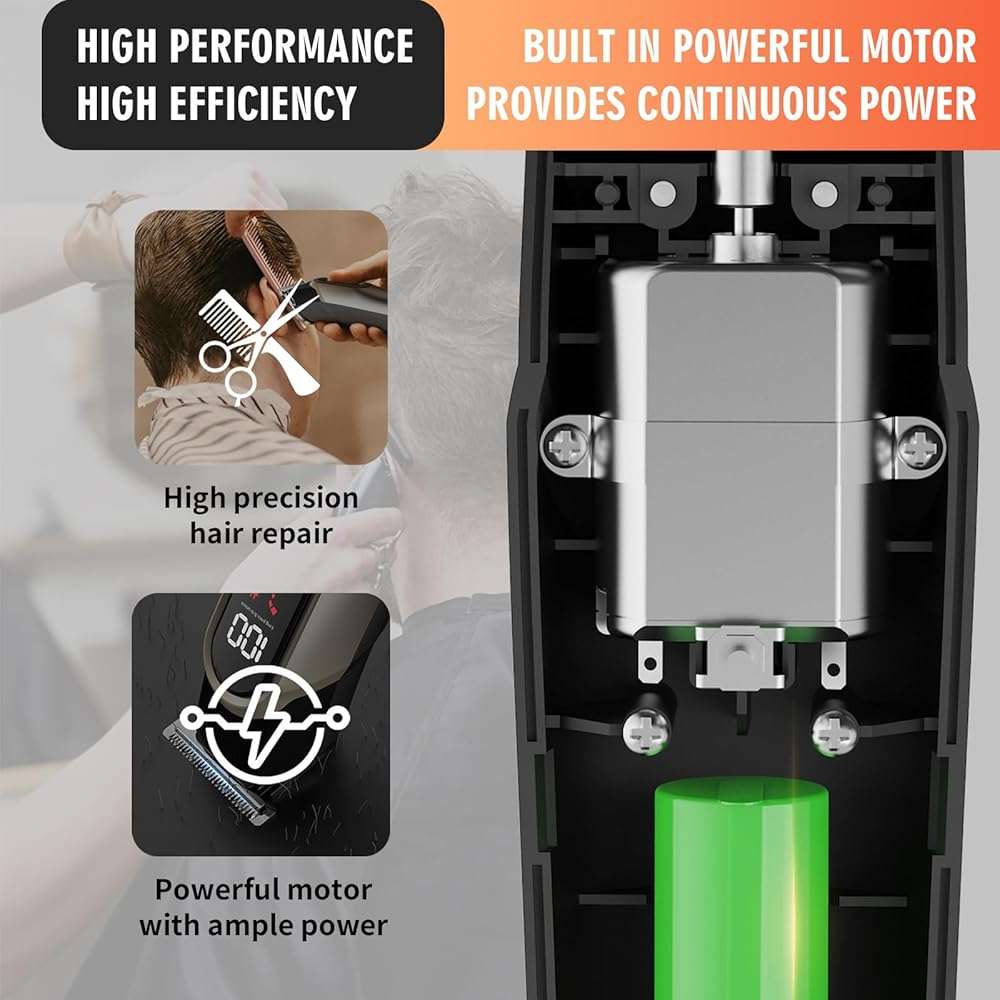 RUIBO Beard Trimmer for Men, 5-in-1 Cordless Hair Clipper Kit with Foil Razor, Waterproof Body, Nose & Ear Groomer, Precision Trimming for Beard, Hair & Body Care (Green) - Image 6