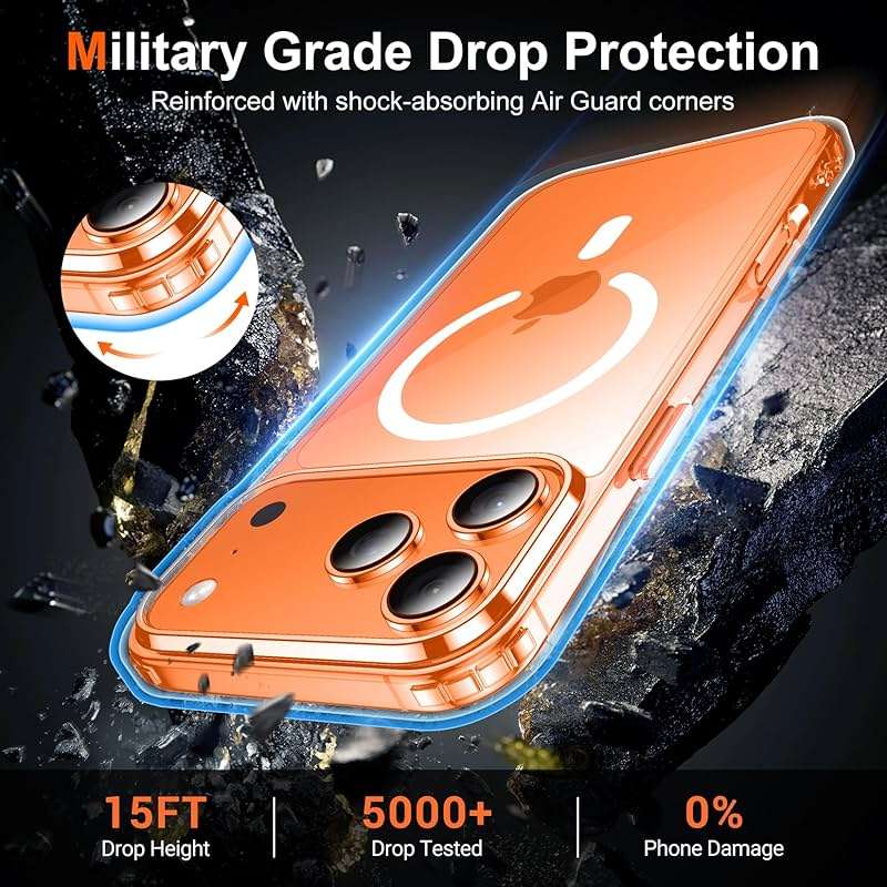 Temdan for iPhone 17 Pro Max Case Clear with Screen Protector, Compatible with Magsafe, Anti-Yellowing, Military-Grade Protection, Shockproof Slim Magnetic Phone Case Cover, Transparent - Image 3
