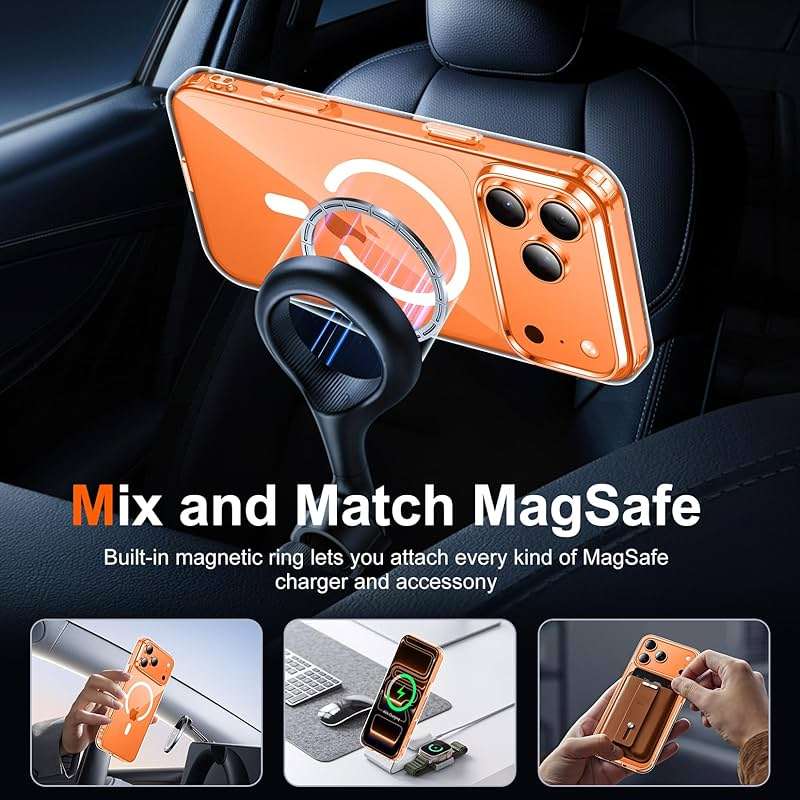 Temdan for iPhone 17 Pro Max Case Clear with Screen Protector, Compatible with Magsafe, Anti-Yellowing, Military-Grade Protection, Shockproof Slim Magnetic Phone Case Cover, Transparent - Image 4