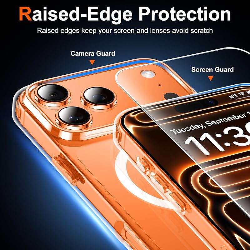 Temdan for iPhone 17 Pro Max Case Clear with Screen Protector, Compatible with Magsafe, Anti-Yellowing, Military-Grade Protection, Shockproof Slim Magnetic Phone Case Cover, Transparent - Image 5