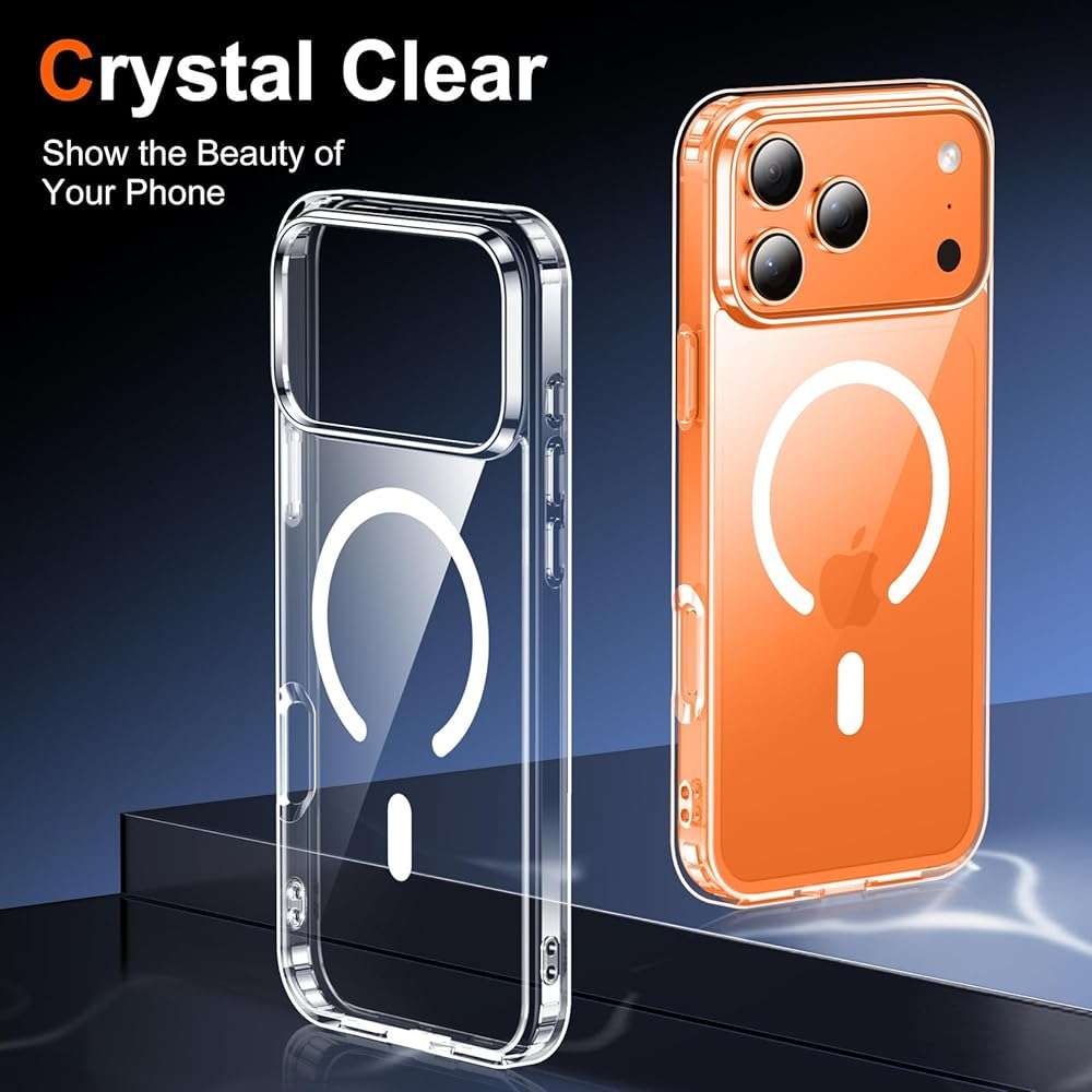 Temdan for iPhone 17 Pro Max Case Clear with Screen Protector, Compatible with Magsafe, Anti-Yellowing, Military-Grade Protection, Shockproof Slim Magnetic Phone Case Cover, Transparent - Image 6