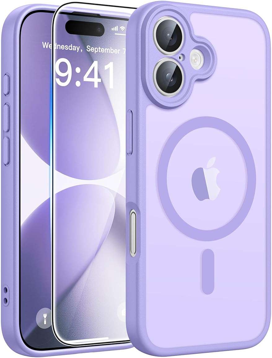 FNTCASE for iPhone 17 Case: [Compatible with Magsafe] Translucent Matte Cases with [Full Camera Protection] [Screen Protector] Military Grade Shockproof Protective Phone Cover - Light Purple - Image 1