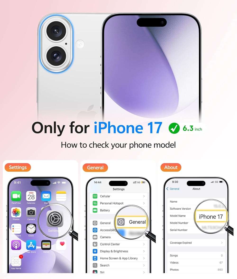 FNTCASE for iPhone 17 Case: [Compatible with Magsafe] Translucent Matte Cases with [Full Camera Protection] [Screen Protector] Military Grade Shockproof Protective Phone Cover - Light Purple - Image 2
