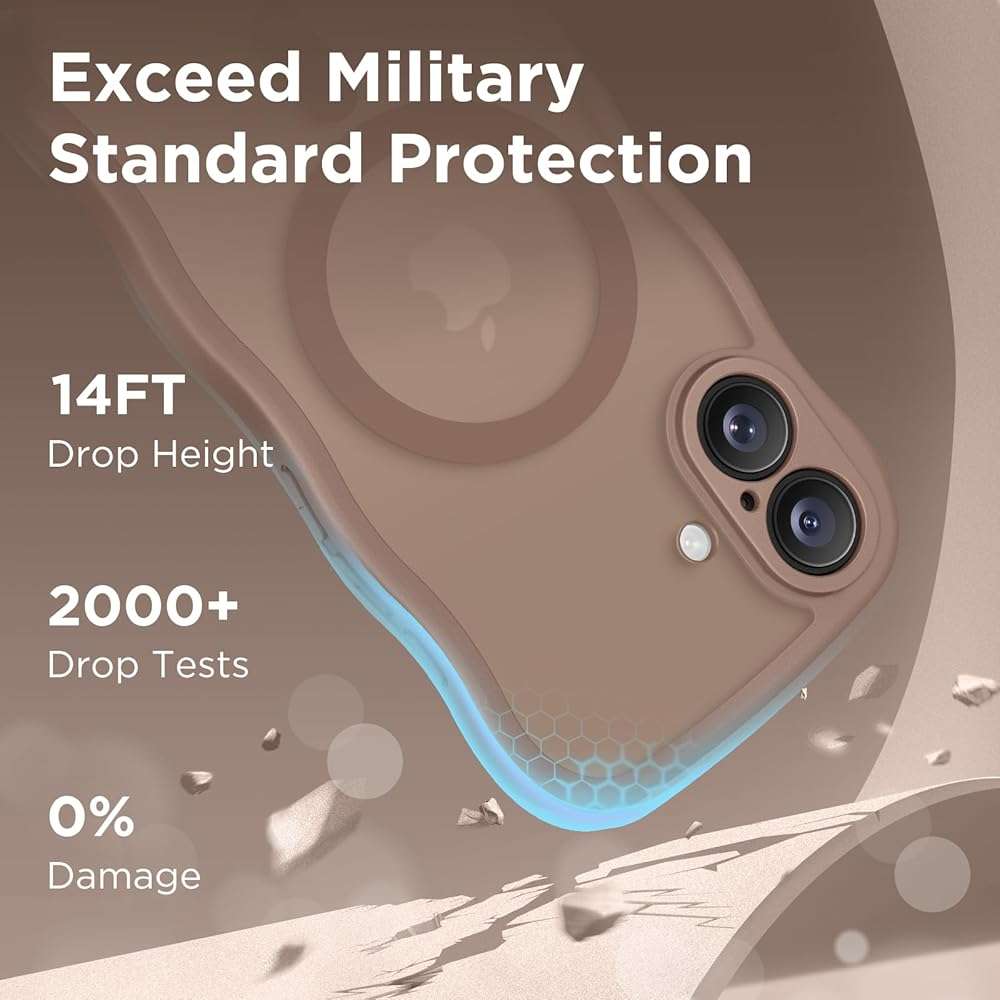 CAPRARO Magnetic for iPhone 17 Case for Women Girls, Upgraded [Full Camera Protection] [Compatible with MagSafe] Cute Wave Translucent Matte Phone Case for iPhone 17, Brown - Image 6