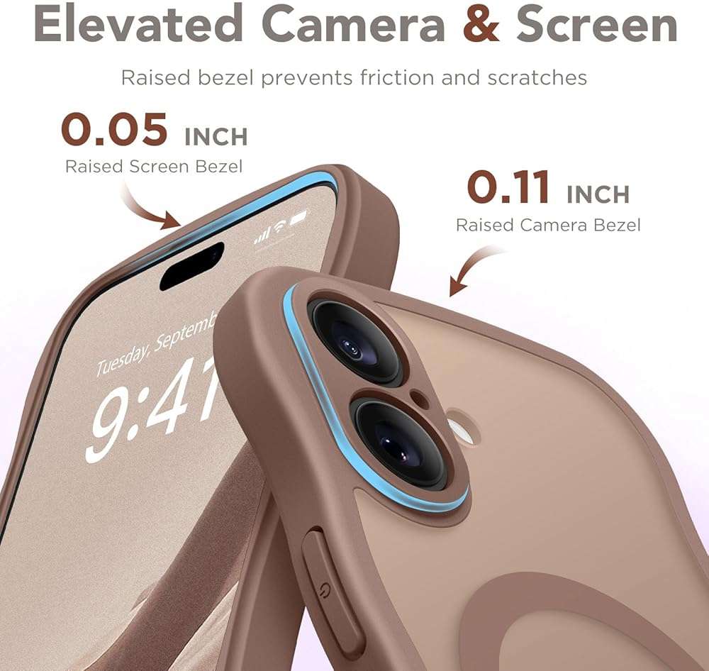 CAPRARO Magnetic for iPhone 17 Case for Women Girls, Upgraded [Full Camera Protection] [Compatible with MagSafe] Cute Wave Translucent Matte Phone Case for iPhone 17, Brown - Image 7