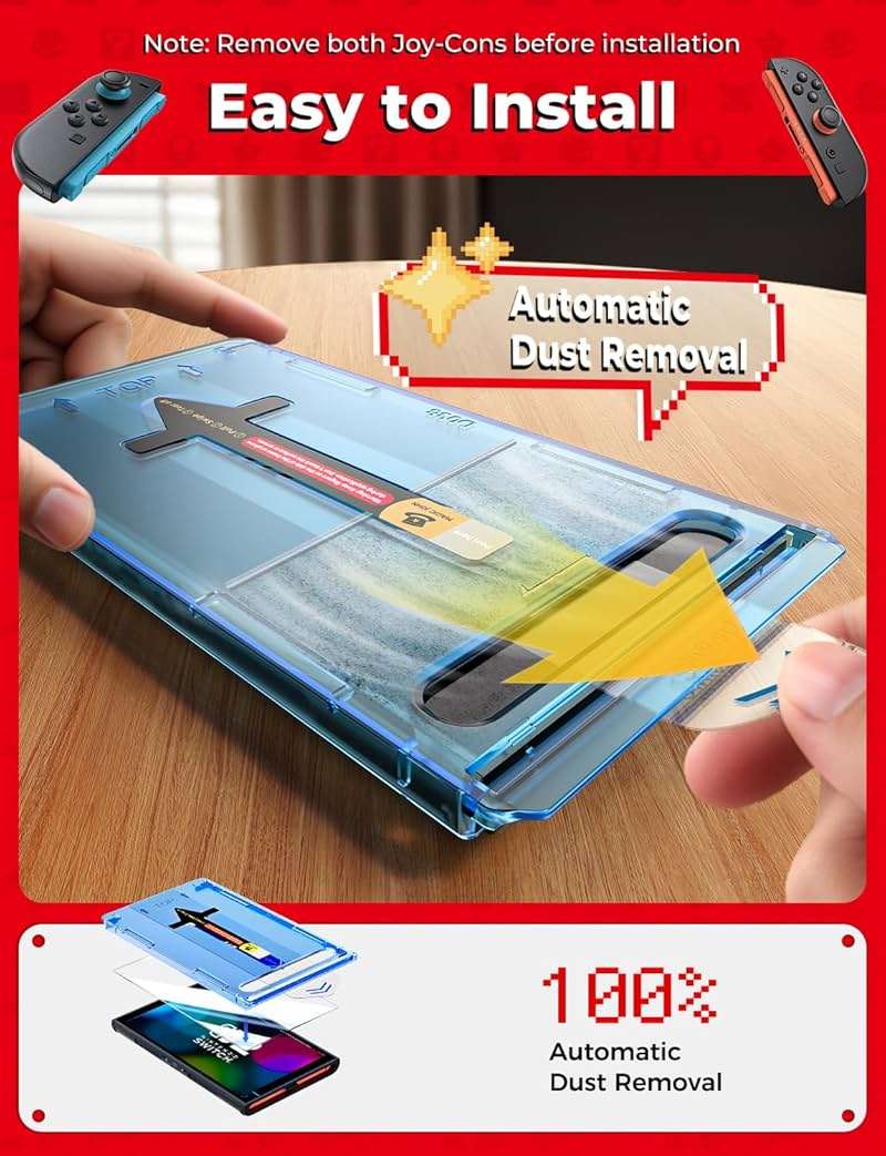 MAGIC JOHN 2 Pack for Nintendo Switch 2 Screen Protector 7.9'' [2025], 30s Installation, 9H Tempered glass, HD Clear, Auto-Dust Removal, Bubble Free, Compatible with Switch Console - Image 2