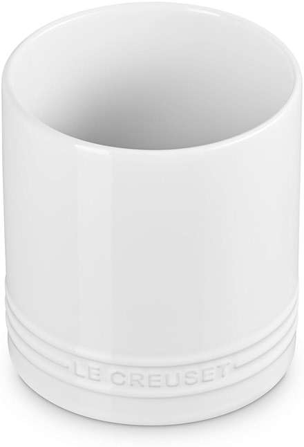 Le Creuset Stoneware Signature Straight Wall Utensil Crock, 1 qt., White - Image 1