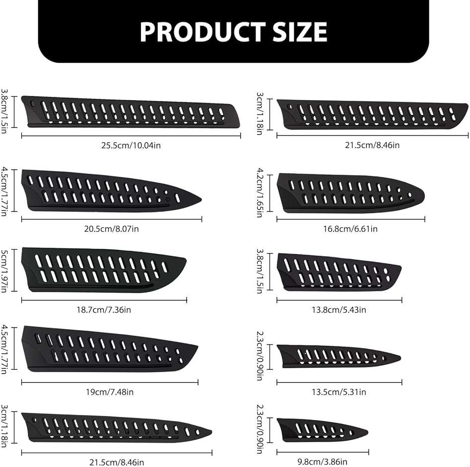 Framad 10PCS Paring Knife Sheath Set, Knife Covers or Sleeves Protector for Kitchen for 10" 8" 7" 6" 5" 3.5" Utility Carving Chef Bread Utility Paring Knife - Image 2