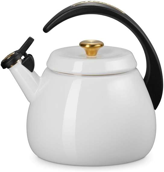 Le Creuset Enamel on Steel Cloche Kettle, 2.2 qt., White with Gold Accents - Image 2
