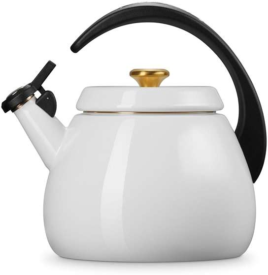 Le Creuset Enamel on Steel Cloche Kettle, 2.2 qt., White with Gold Accents - Image 3