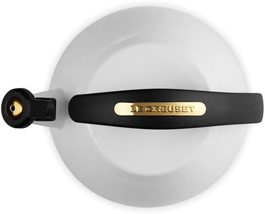 Le Creuset Enamel on Steel Cloche Kettle, 2.2 qt., White with Gold Accents - Image 4