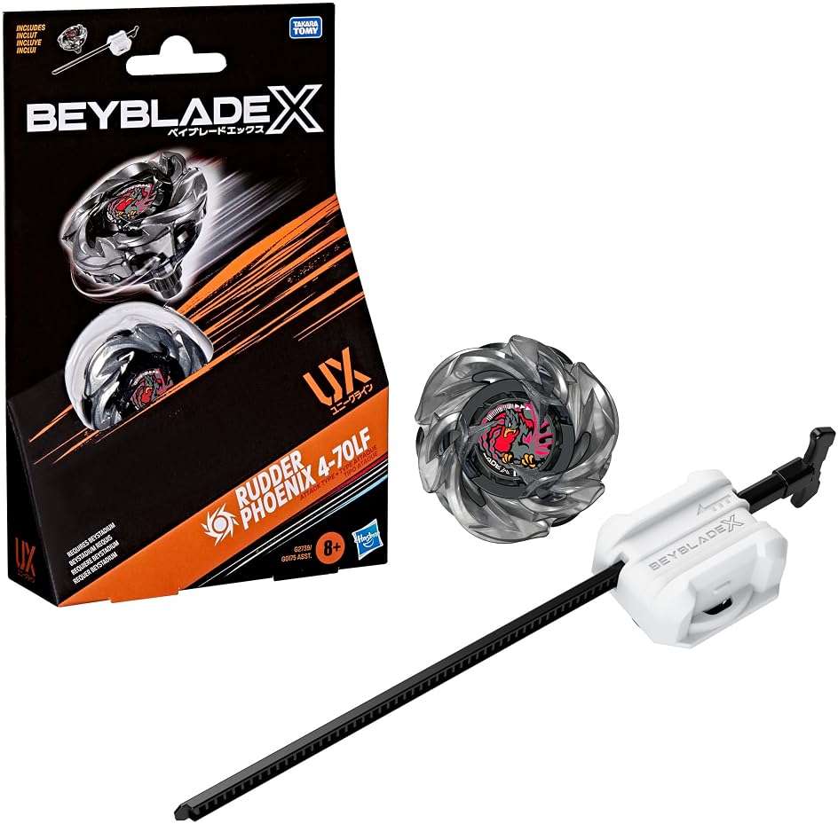 BEY BLADE X Rudder Phoenix 4-70LF UX Starter Pack Set with Takara Tomy Attack Type Top and Launcher, Battling Tops Game Toys, Ages 8+ - Image 1
