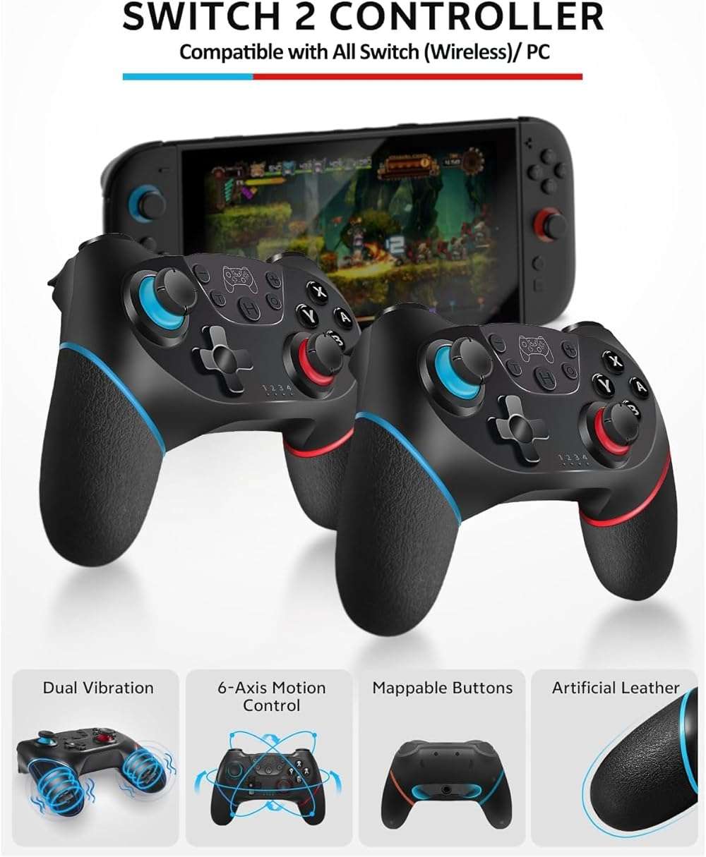 Pro Controllers Accessories Bundle for Nintendo Switch 2 18-in-1: Carrying Case, Screen Protector, Thumb Grip for Joycon, Dockable Console Protective Cover Shell, Steering Wheel, 2025 Switch2 Game Kit - Image 3