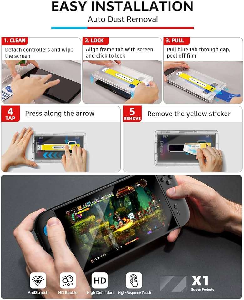 Pro Controllers Accessories Bundle for Nintendo Switch 2 18-in-1: Carrying Case, Screen Protector, Thumb Grip for Joycon, Dockable Console Protective Cover Shell, Steering Wheel, 2025 Switch2 Game Kit - Image 6