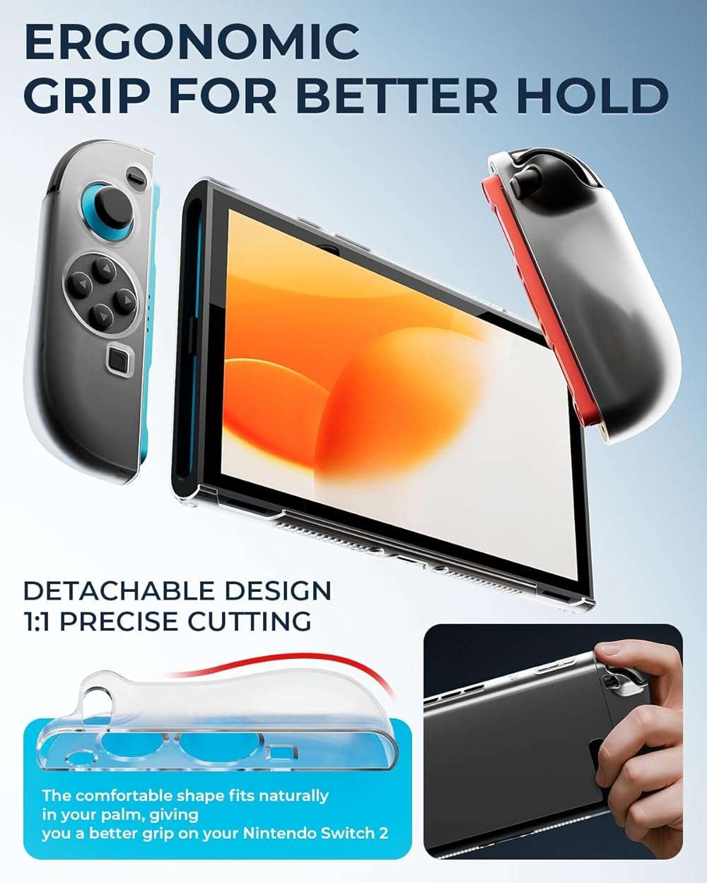 Pro Controllers Accessories Bundle for Nintendo Switch 2 18-in-1: Carrying Case, Screen Protector, Thumb Grip for Joycon, Dockable Console Protective Cover Shell, Steering Wheel, 2025 Switch2 Game Kit - Image 7