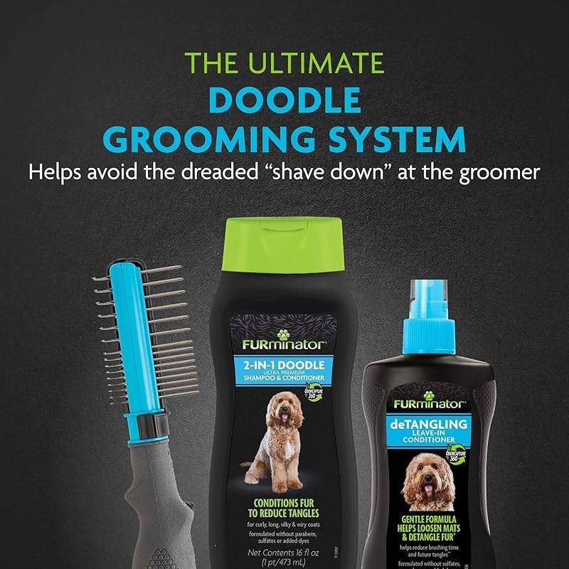 FURminator 2-in-1 Doodle Grooming Tool for Dogs, 1 Count, Dematting Tool with Comb for Mats, Tangles & Maintenance on Curly, Long, Silky & Wiry Coats - Image 13