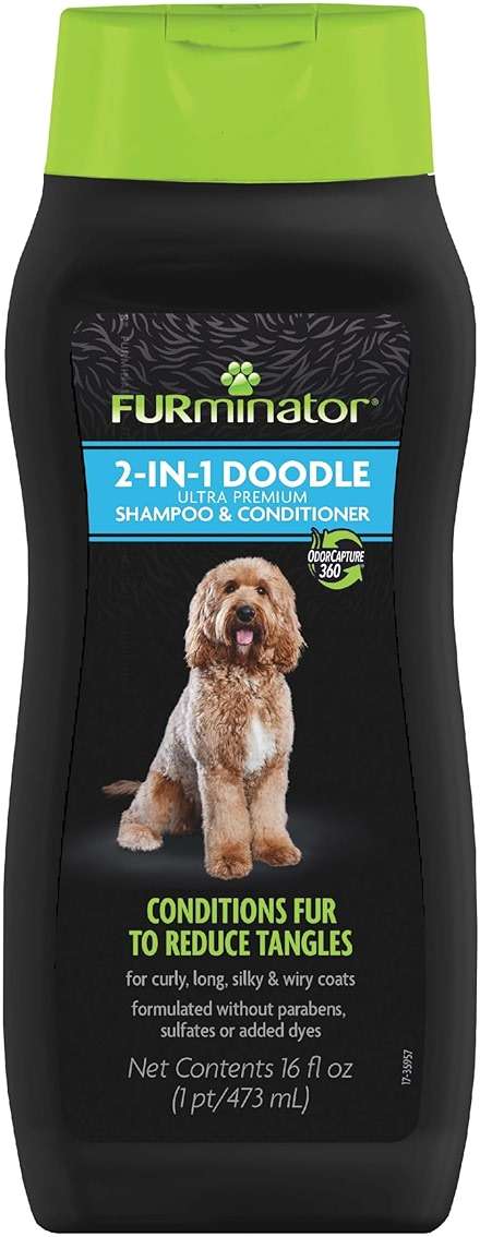 FURminator 2-in-1 Doodle Ultra Premium Shampoo & Conditioner, 16 Ounces, Conditions Fur to Reduce Tangles for Curly, Long, Silky & Wiry Coats - Image 1