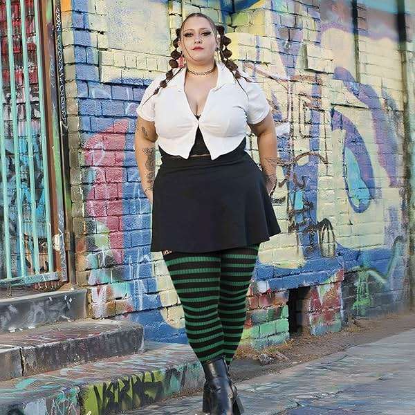 AQOKKA Plus Size Thigh High Socks for Women Cotton Boot Femboy Thigh High Stockings Striped Over Knee High Socks Leg Warmers - Image 4
