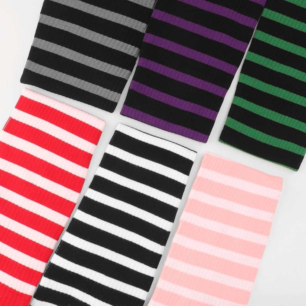 AQOKKA Plus Size Thigh High Socks for Women Cotton Boot Femboy Thigh High Stockings Striped Over Knee High Socks Leg Warmers - Image 6