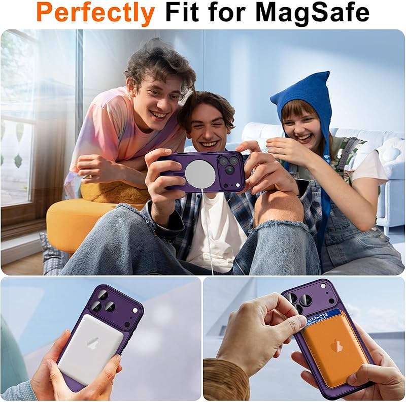 ZOZDOKG Magnetic for iPhone 17 Pro Max Case with Privacy Screen Protector & Camera Protection, Compatible with MagSafe Matte Shockproof Phone Case for iPhone 17 ProMax Women Girls, Purple - Image 4