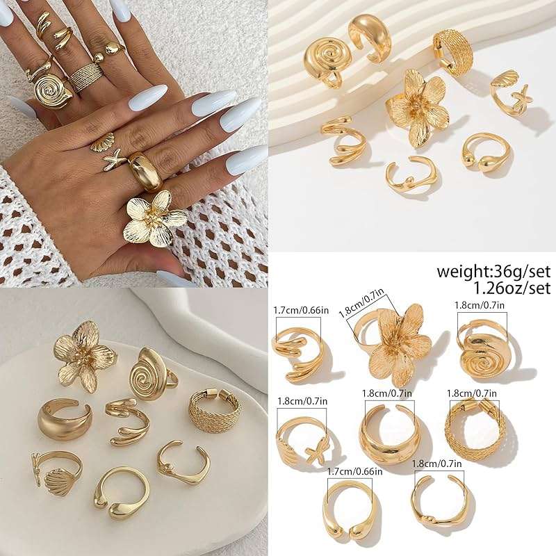 EILINOA 25 Pcs Shell And Starfish Jewelry Set Ocean-Inspired Earrings Stackable Rings Layered Shell Necklaces And Beaded Beach Bracelets Boho Summer Jewelry for Women, Vacation Gifts - Image 4