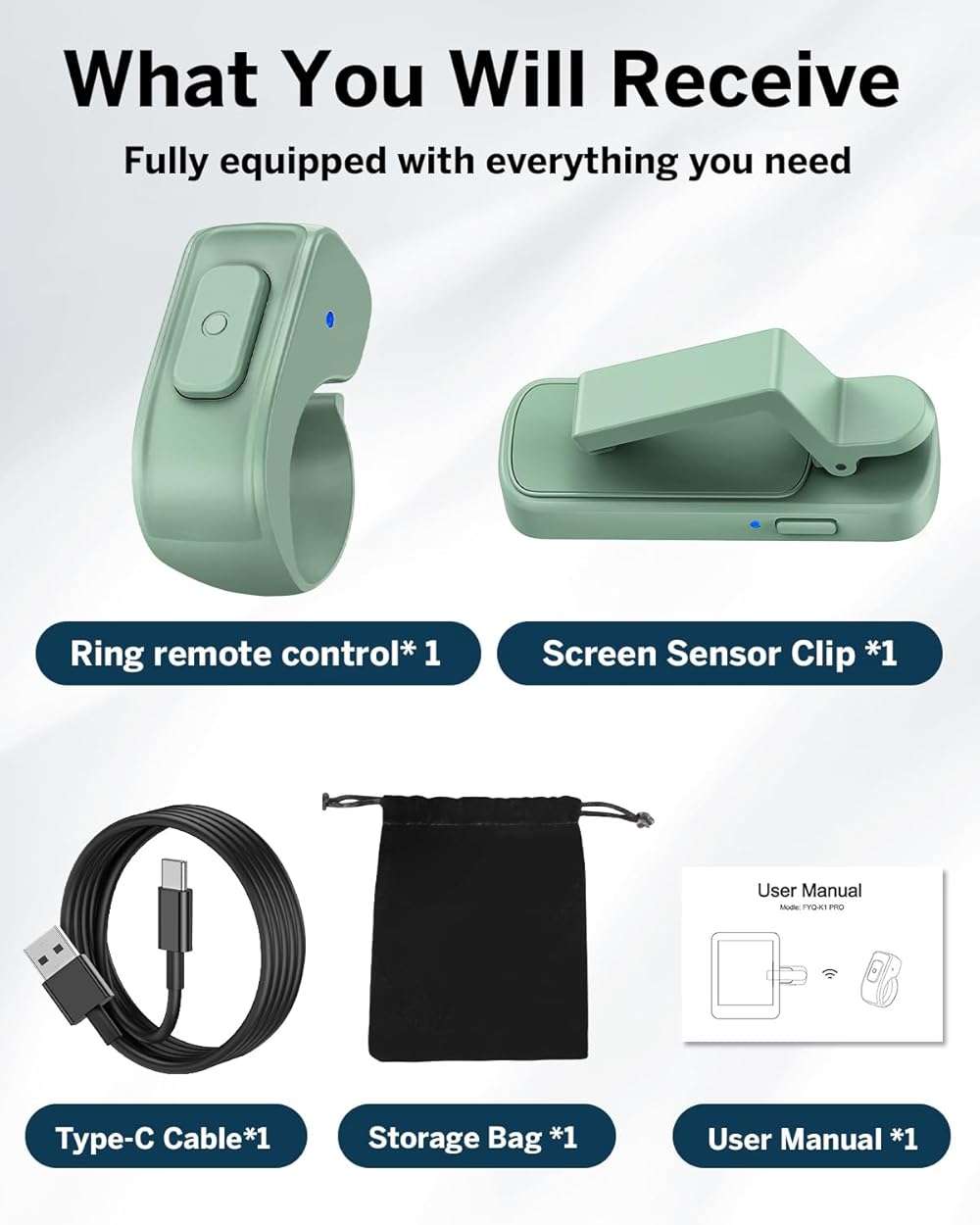 [Case-Friendly] Remote Control Page Turner Ring for Kindle Paperwhite Oasis Scribe Kobo eReaders, Camera Camcorder Remote Controls, Page Turner Clicker for iPhone ipad Tablets with Storage Bag Green - Image 9