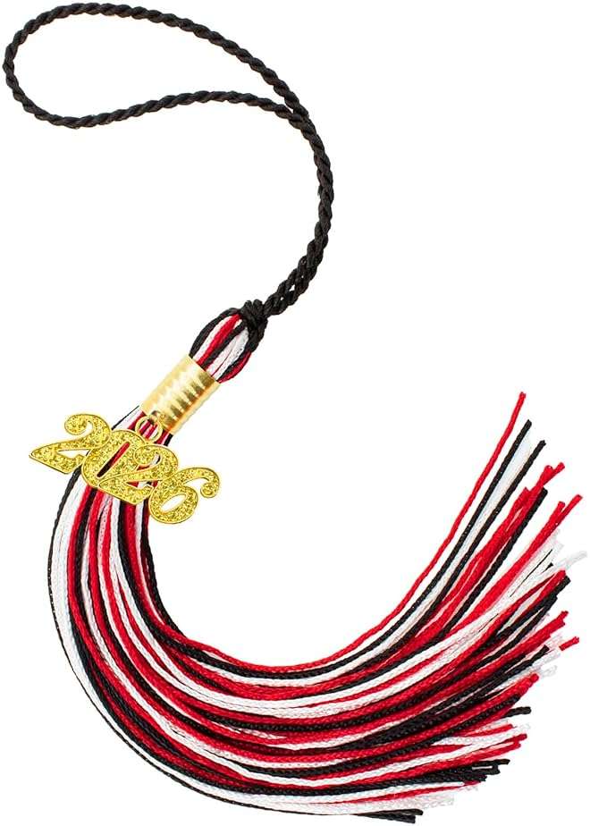 Graduation Tassel 2026, Red Black White Tassels for Graduation Cap, Class of 2026 Grad Tassel with Golden Charm for Academic Graduations Hat Decorations Accessories Ceremonies Party Favors Supplies - Image 1