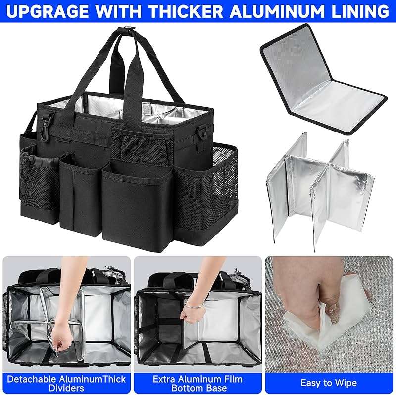 Cleaning Caddy Bag, Cleaning Supplies Organizer for Housekeepers, Housekeeping Caddy with Handle and Detachable Padded Cushion, Black - Image 3