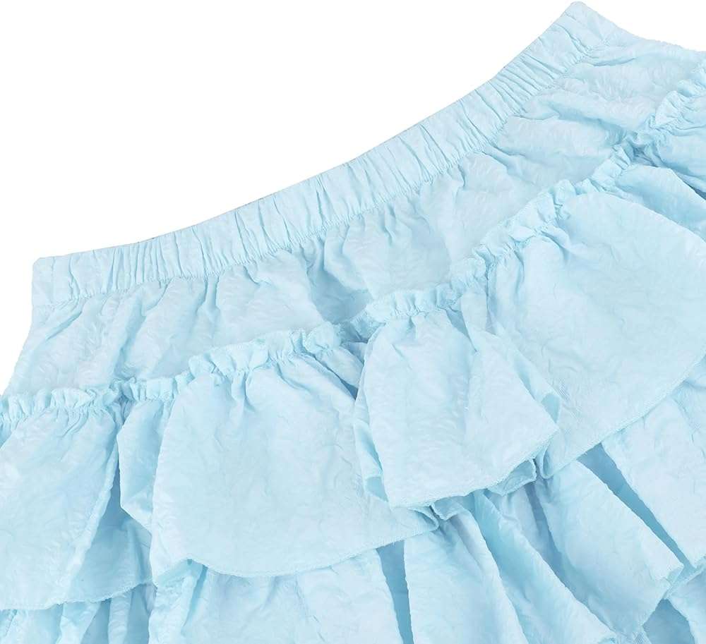 ZUNQKG Womens Y2k Gothic Skorts High Waist Jacquard Fluffy Layered Ruffles Coquette Bloomers Shorts - Image 6