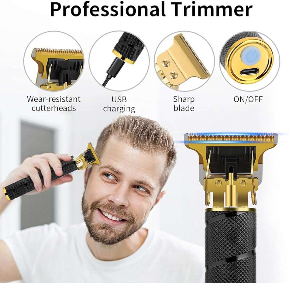 Professional Hair Clippers for Men, Cordless Complete Barber Kit with Electric Hair Clipper T-Blade Beard Trimmer Foil Shaver, Men's Hair Cutting Grooming Kit, 8 Guide Combs, Barber or Home - Image 4
