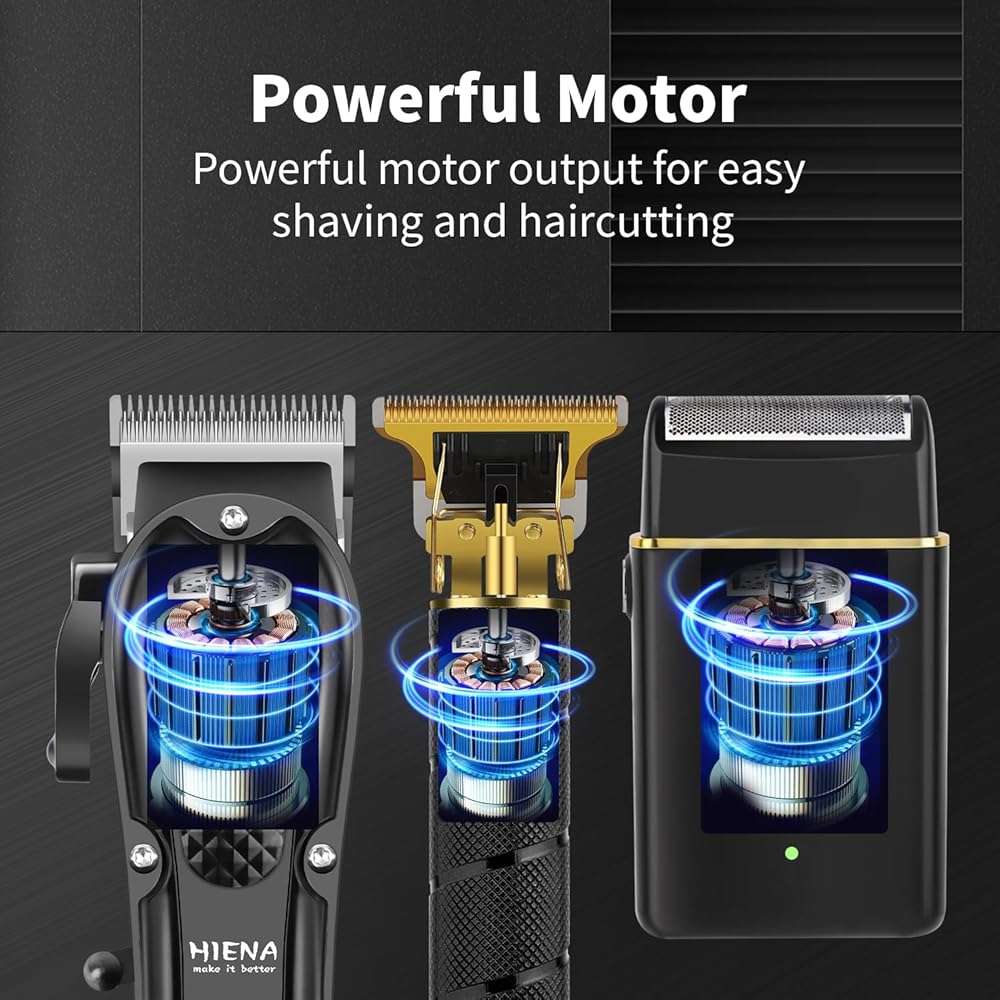 Professional Hair Clippers for Men, Cordless Complete Barber Kit with Electric Hair Clipper T-Blade Beard Trimmer Foil Shaver, Men's Hair Cutting Grooming Kit, 8 Guide Combs, Barber or Home - Image 7