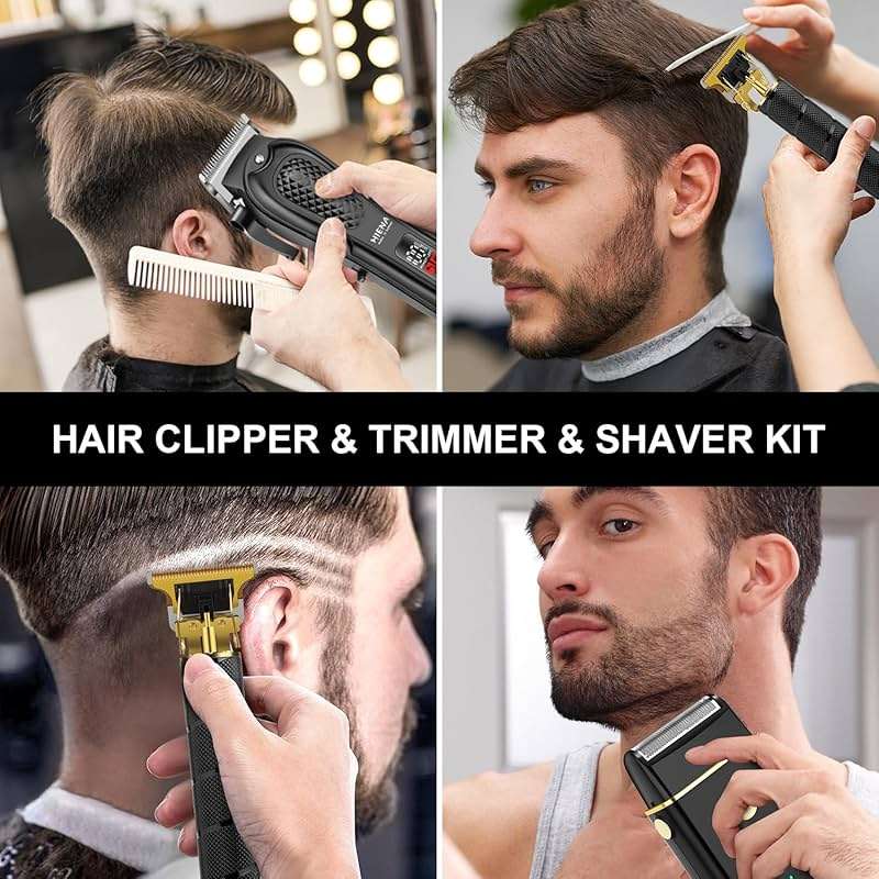 Professional Hair Clippers for Men, Cordless Complete Barber Kit with Electric Hair Clipper T-Blade Beard Trimmer Foil Shaver, Men's Hair Cutting Grooming Kit, 8 Guide Combs, Barber or Home - Image 8
